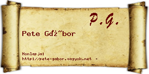 Pete Gábor névjegykártya