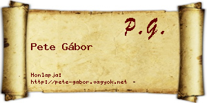 Pete Gábor névjegykártya